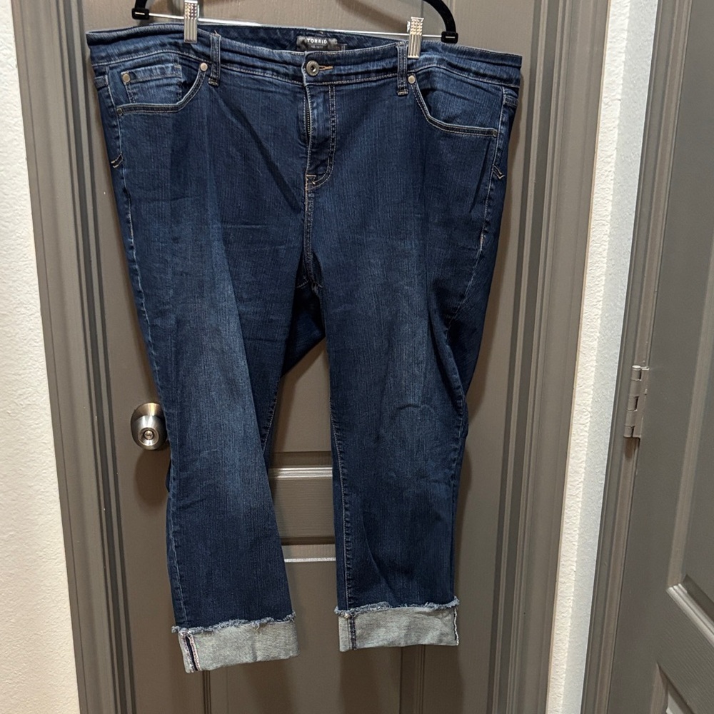 Torrid Blue Crop Boyfriend Jeans
